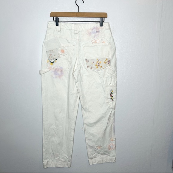 WE THE FREE Free People Love Alive Boyfriend Jeans Patchwork Dye Carpenter Pants - Picture 11 of 13